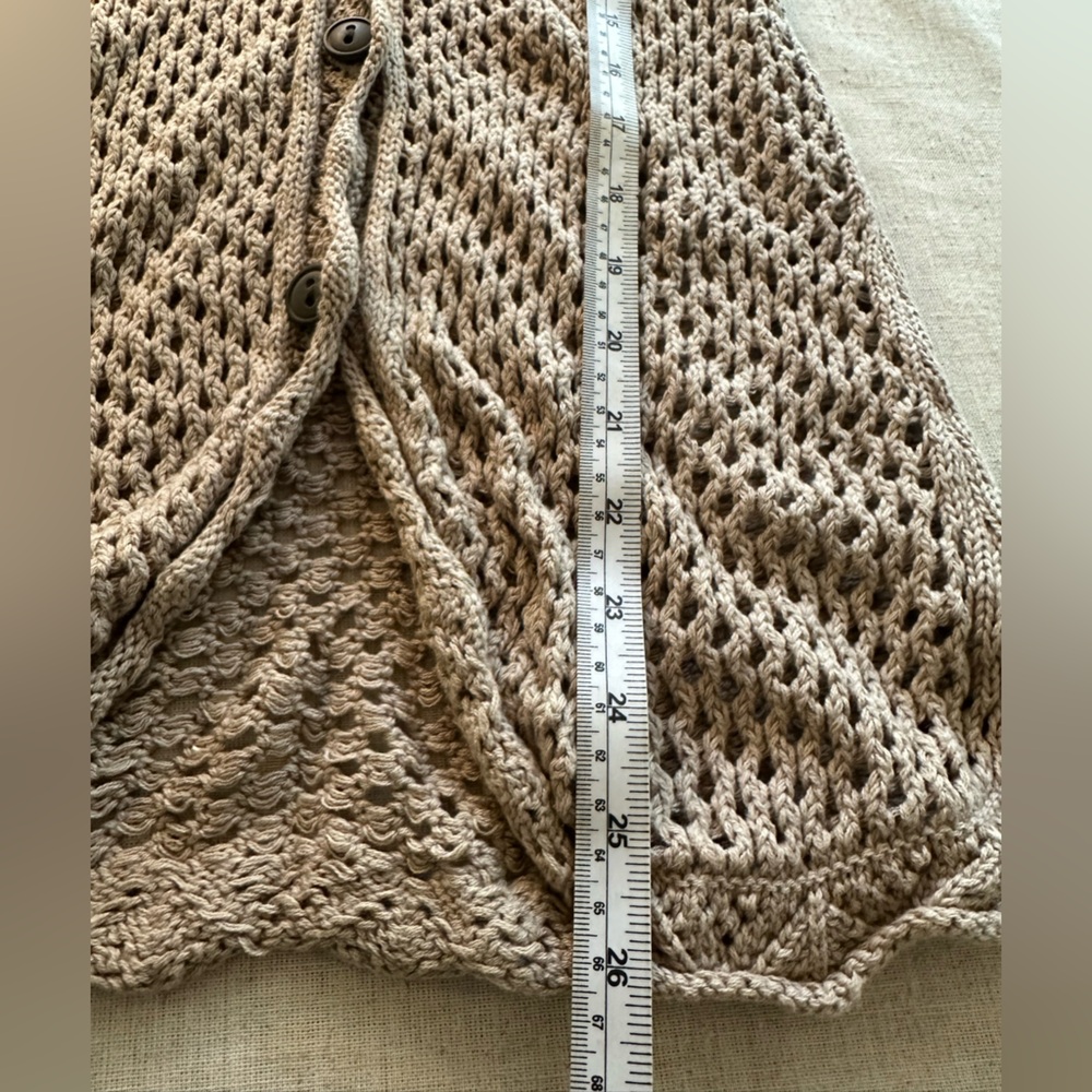 Delia’s Y2K Open Knit Button-Front Sleeveless Cardigan Vest - Taupe XS women’s - Picture 6 of 7